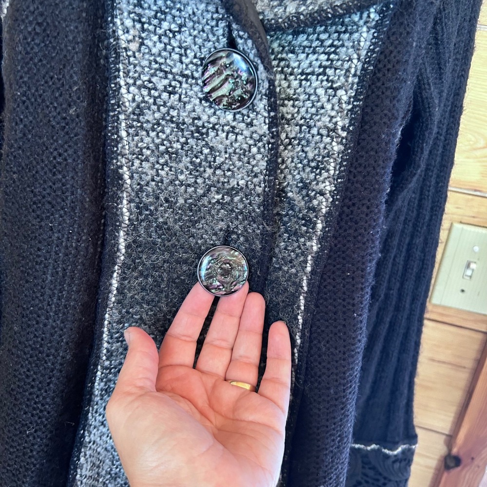 Wool Mohair Duster Cardigan Women Large Black Lace Whimsigoth Papa Vancouver - Picture 3 of 12